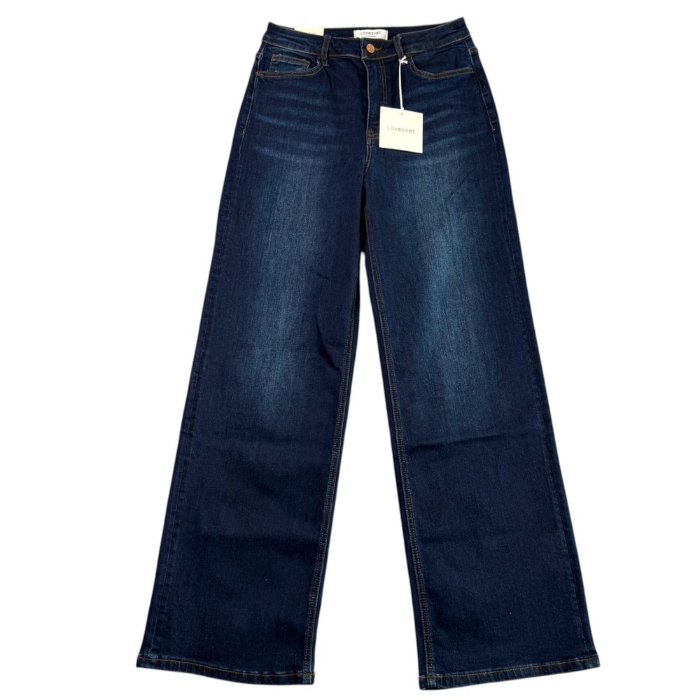 Lovervet by Vervet 90s Vintage Loose Wide Leg Jeans Sz 29/9 Dark Wash High Rise - Picture 2 of 10